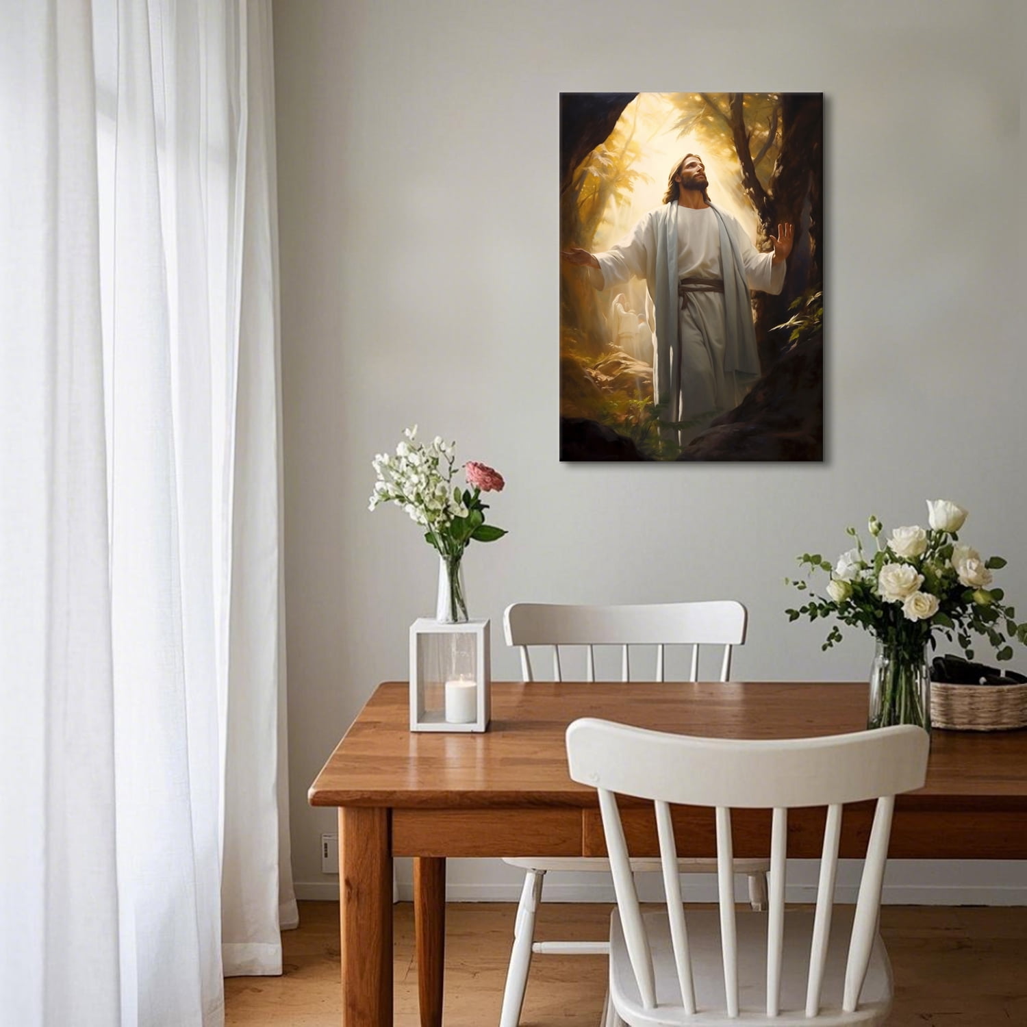 Jesus Canvas Wall Art Christian Wall Decor Picture Painting Jesus Praying in the Garden of Gethsemane Printed Poster for Living Room Bedroom Church Decoration