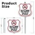 thumbnail image 2 of No Smoking Shield Sign This Is A Smoke Free Property Thank You For Not Smoking (10 Pack) 12 inch X 12 inch Shield Shaped Commercial Grade Plastic Signs with Aluminum Mounting Stakes, 2 of 8