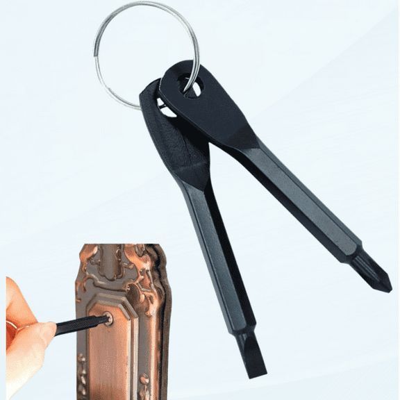 Key Flat Head Screwdriver,Cross Tip Screwdriver Set | Stainless Steel Screwdrivers Flathead Cross Head with Key Mini Screwdriver Multifunction for Outdoor Tool