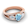 thumbnail image 3 of Diamond-Capitals 2.00 Carat Pear Cut Aquamarine Gemstone & Natural Diamond Sparkle Engagement Ring for Women 14K Rose Gold Size 6, 3 of 8