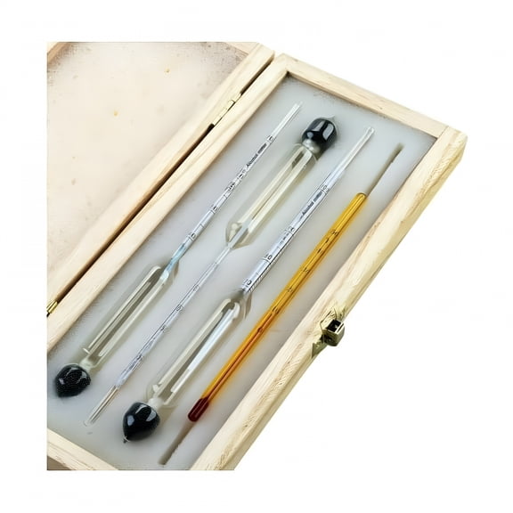 GJX Hydrometer Kit For Spirit Moonshine Testing, Wooden Storage Box With Anti-Collision Design, Accurate Measurement At Different Alcohol Temperatures, Includes