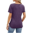 thumbnail image 7 of WREESH Women's Henley Shirt Fashion Scoop Neck Short Sleeve Solid Color Out Blouse Purple, 7 of 7