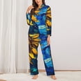 thumbnail image 2 of Salouo Sunflower Starry Night Vibes Pattern Women's Pajamas Set Long Sleeve Button Down Sleepwear Soft Pj Lounge Sets for women 2 Piece Pjs Set with Long Pants-Medium, 2 of 7