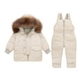 thumbnail image 2 of Hicidod Toddler Snow Suit Hooded Windproof Fashion Solid Toddler Snowsuit Thicken Winter Puffy Ski Snow Pant And Jacket Bib Set, 2 of 3