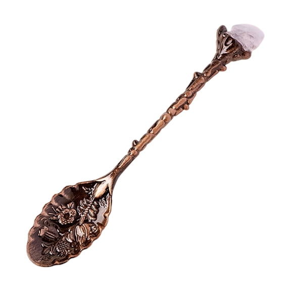 Dessert Spoons, Vintage Royal Palace Carved Mini Spoon, Elegant Creative Leaf Mini Stainless Steel Espresso and Tableware Dessert Tea Coffee Spoons for Stirring Mixing Sugar, 1Pc(Gold1,4.3x1.1")