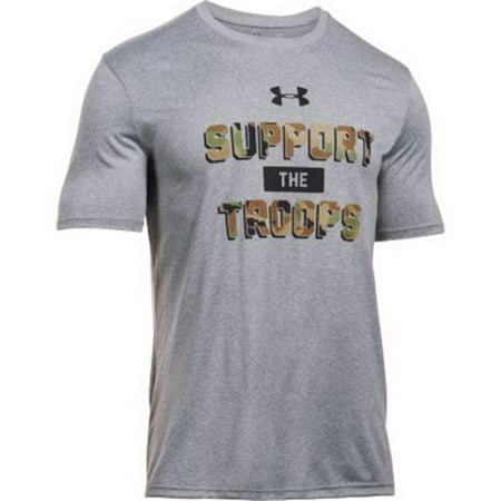 under armour 1283095 men's heather gray support the troops t-shirt - size (Best Body Armour In The World)