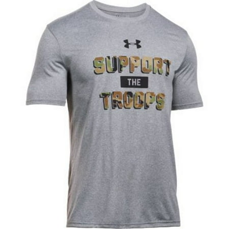 - under armour 1283095 men's heather gray support the troops t-shirt - size medium