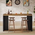 thumbnail image 5 of Tribesigns Home Bar Unit, 55.12-Inch Bar Table with a Faux Marble Finished Tabletop, Modern Freestanding Mini Bar for Home Kitchen, Living Room, Balcony, Basement, Brown & Black, 5 of 10