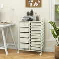 thumbnail image 4 of Costway 15 Drawer Rolling Organizer Cart Utility Storage Tools Scrapbook Paper Multi-Use White, 4 of 10