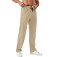 thumbnail image 2 of cfhntfmh Mens Running Pants Lightweight Straight Leg Drawstring Pants with Pockets Elastic Waisted Workout Pants (Khaki,X-Large), 2 of 6