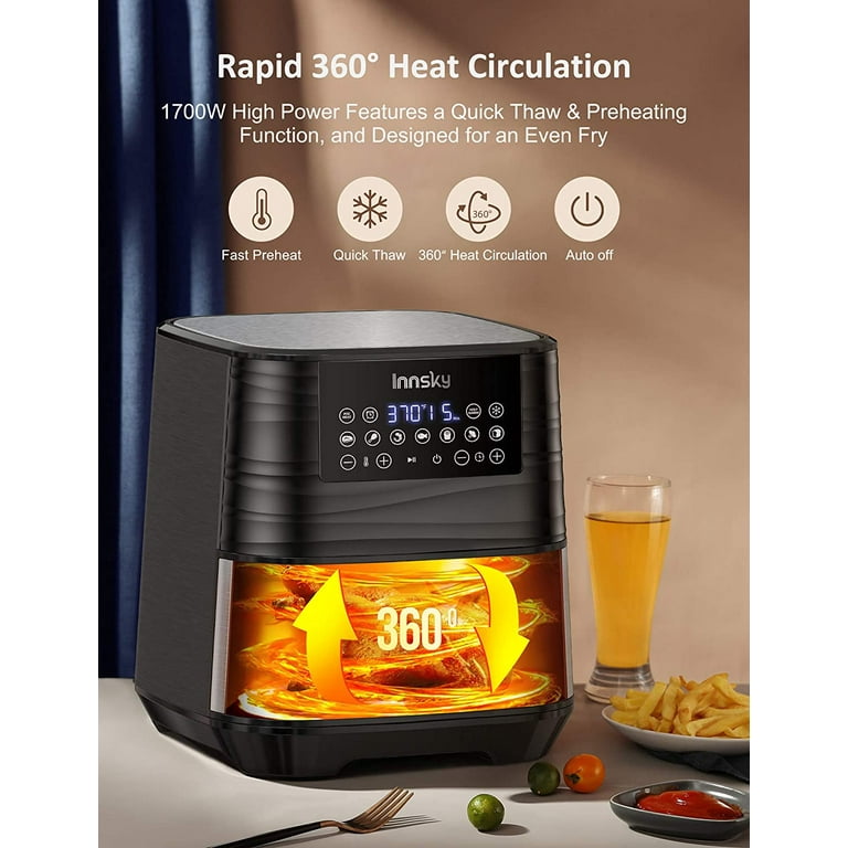 Innsky Air Fryer XL, 5.8 QT, 1700W Electric Stainless Steel