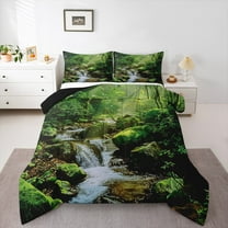 Manfei Kids Nature Jungle Bedding Comforter Set, Green Plant Botanical Twin Comforter Sets, Tree Leaf Reversible Bedding Set, Lightweight Room Decor, 2-Piece