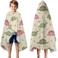thumbnail image 3 of Green and Pink Dinosaur Pattern Hooded Bath Towel，50"x30" for Ages 3 To 12 Kids, Quick Dry Lightweight Soft Microfiber Hood Beach Towel Cover Up for Kids, 3 of 7
