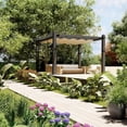 thumbnail image 1 of Bingirl Pavillon Extérieur en Métal 10 X 10 Pi avec Auvent Rétractable - Résistant aux UV, Kaki, 1 of 7