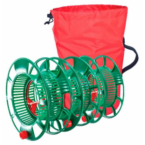 Green Plastic Christmas Light Reels with Red Storage Bag - 3 Count
