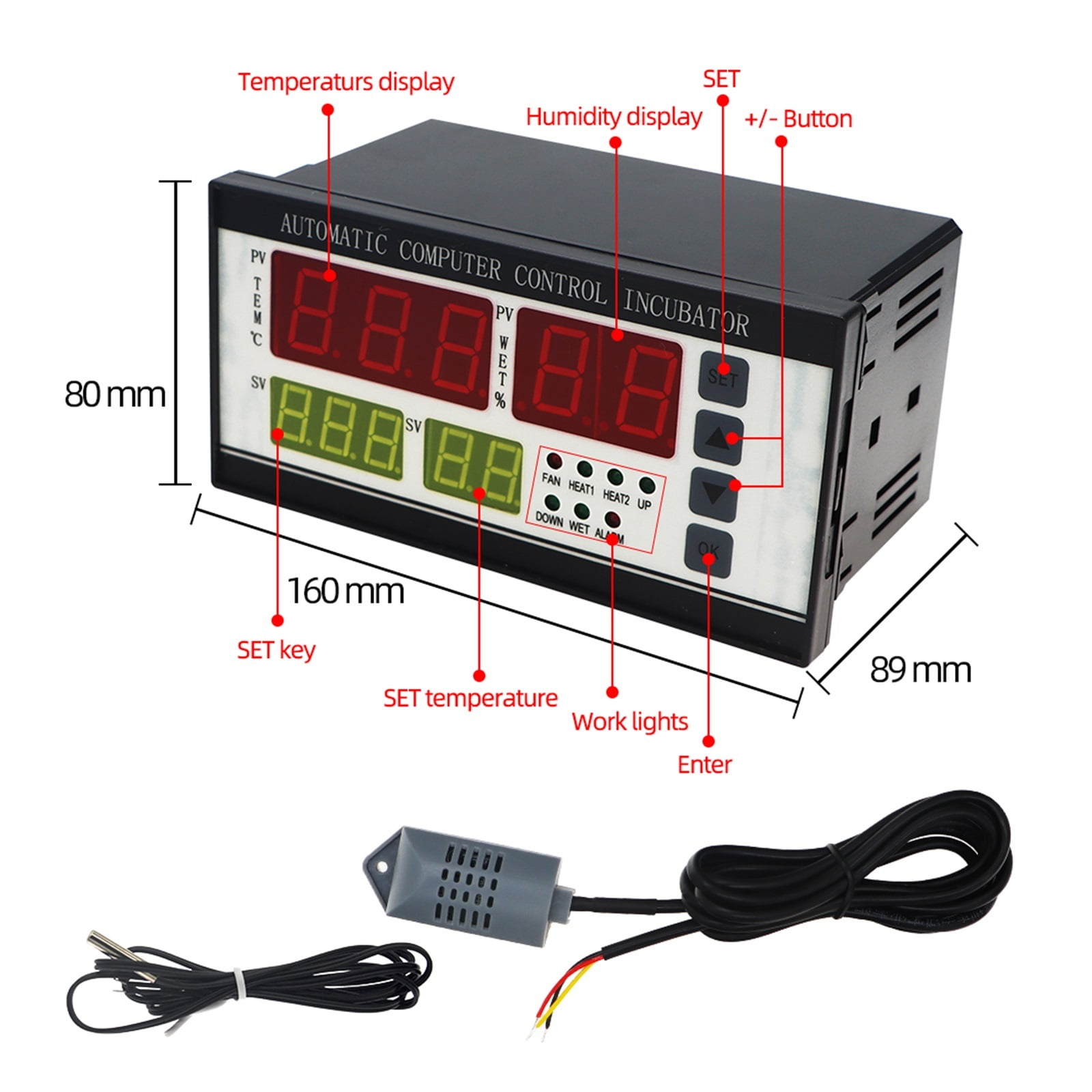 XM-18 Digital Egg Incubator Controller, Multifunctional Thermostat Hygrostat Control With Temperature Humidity Sensor Probe ,Upgrade Function