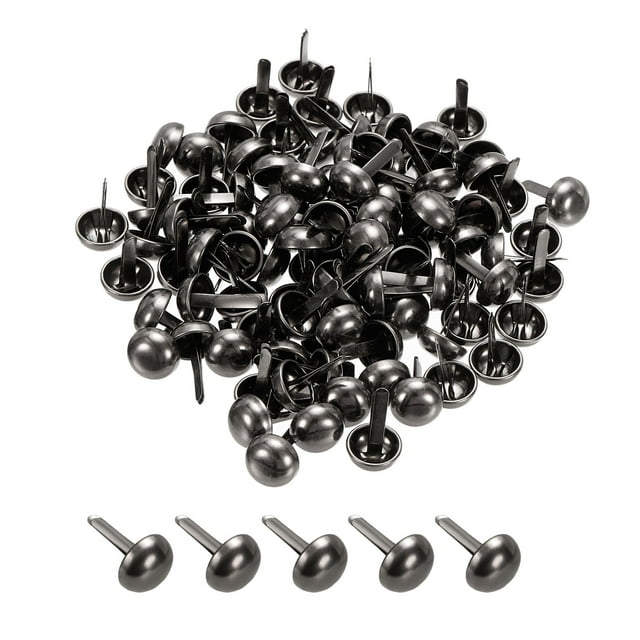 Unique Bargains 12x19mm Mini Brads Round Paper Fasteners for Art Crafting, Dark Grey 100pack