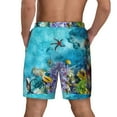 thumbnail image 4 of Balery Corals and Tropical Fish Mens Swim Trunks Swim Shorts for Men Quick Dry Inseam Beach Shorts with Compression Liner Pocket-Small, 4 of 9