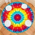 thumbnail image 2 of Rainbow Tie Dye Circular Pattern Round Fitted Tablecloth with Elastic Edge,Dining Table Cover Waterproof,Outdoor Round Tablecloth for Camping,Dining,Indoor and Outdoor, 2 of 7