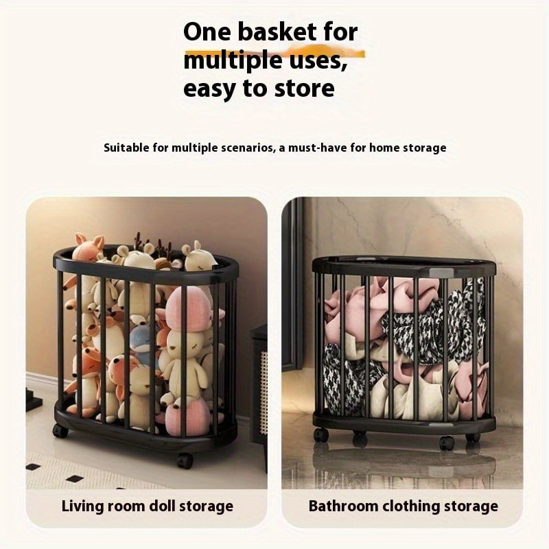 Yoga Mat Storage Racks, Sport Equipment Storage Cart, Yoga Mat Holder Storage Basket with Handle and Wheels, for Foam Roller Yoga Block Resistance Bands