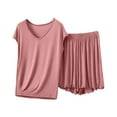 thumbnail image 2 of Viluyesy Tops Elastic Waist Short Pants 2PC Women Round Neck T-Shirt and Shorts Set Relaxed Shirt and Shorts Sets Two PC Hot Pink Size 2XL, 2 of 3