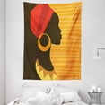 thumbnail image 1 of African Tapestry, Girl Profile Silhouette with Earrings Feminine Grace Ethnic Icon Image, Wall Hanging for Bedroom Living Room Dorm Decor, 60W X 80L Inches, Dark Brown and Marigold, by Ambesonne, 1 of 2