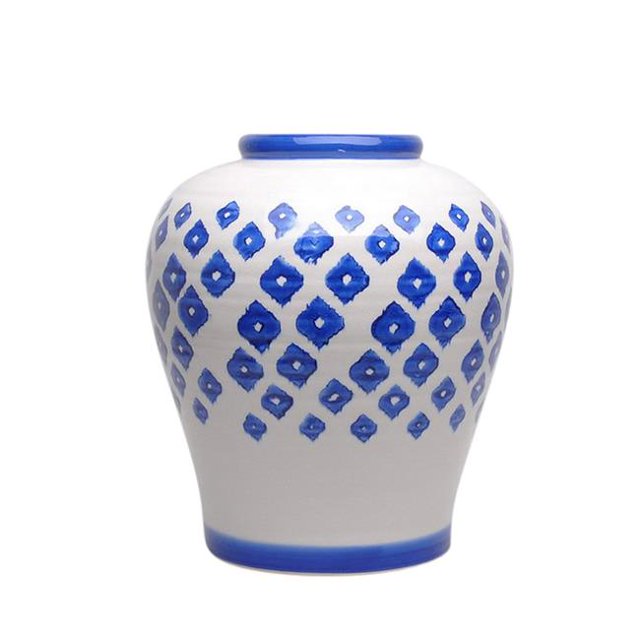 Benzara BM161676 Appealingly Charmed Ceramic Vase, White & Blue