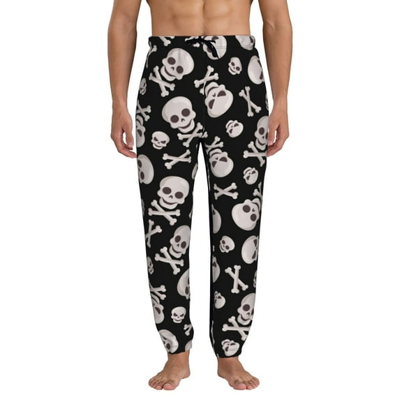 Kdxio black white Skull bone Pattern Joggers,Sweatpants for Men with Pockets-Small