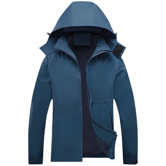 Men's Lightweight Waterproof Rain Jacket - Breathable Windbreaker with Hood, Blue, Size XL