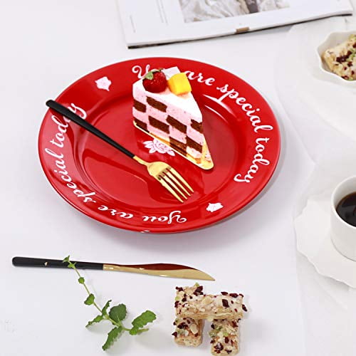 CQNET You Are Special Today Red Plate Premium Ceramic Dinner Plate for Birthday Wedding Anniversary Valentines Day Engagements Housewarming Graduations 10.5 