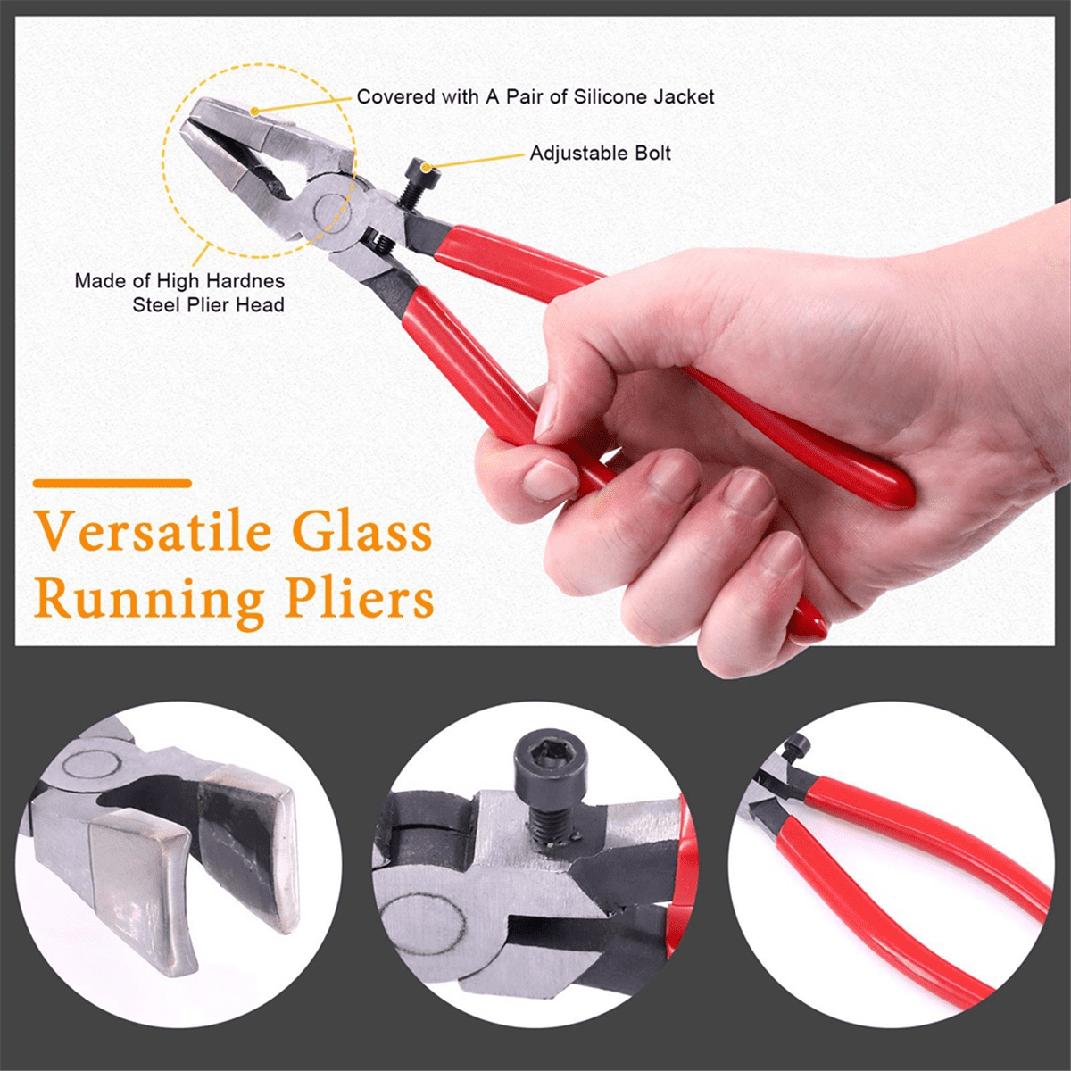 Glass Running Breaker and Cutting Tool Set, Heavy Duty Glass Cutting Tools, for Stained Glass,Mosaic Cutting Pliers Tool