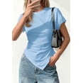 thumbnail image 4 of PRETTYGARDEN Womens Short Sleeve Crew Neck Trendy Shirts Spring Summer Y2K Going Out Tops Asymmetrical Ruched Blouse, 4 of 10