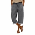 thumbnail image 5 of Lumtrix Capri Pants For Women Casual Lightweight Drawstring Elastic Waist Pants Wide Leg Loose Trousers With Pockets Gray L, 5 of 5