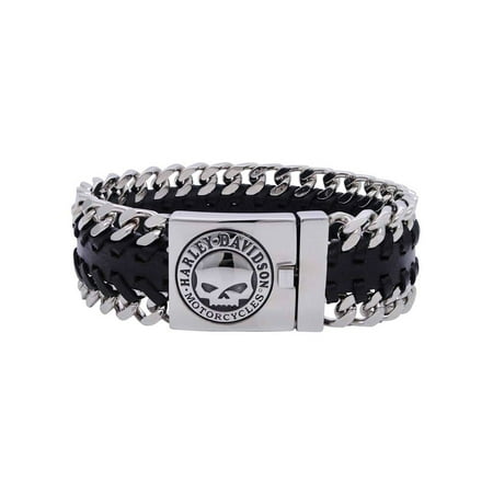 Harley Davidson Men S Hidden Clasp Willie G Skull Harley Davidson Men S Hidden Clasp Willie G Skull Bracelet Black Hsb0183