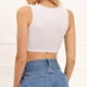 thumbnail image 5 of Chaleco informal de verano para mujer, blusa con botones en el ombligo, camisetas sin mangas sólidas Fridja  qr5986, 5 of 8