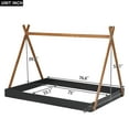 thumbnail image 3 of Full Size Tent Floor Bed, Solid Wood Bed Frame with Triangle Structure, Tent Top, Camping Style  Floor Bed for Girls Boys Bedroom Furniture, Black, 3 of 8