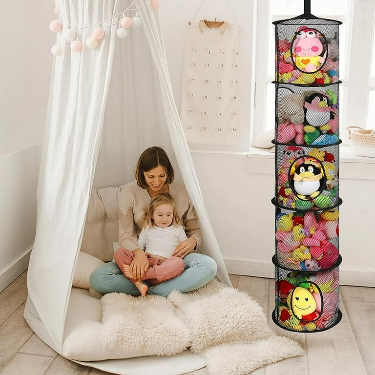 Hanging Net for Stuffed Animals, Foldable Storage Organizer