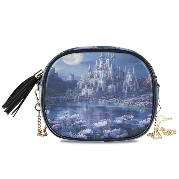 Womens Casual Chain Shoulder Bag Simple style Fantasy Palacel Pattern Crossbody Bag