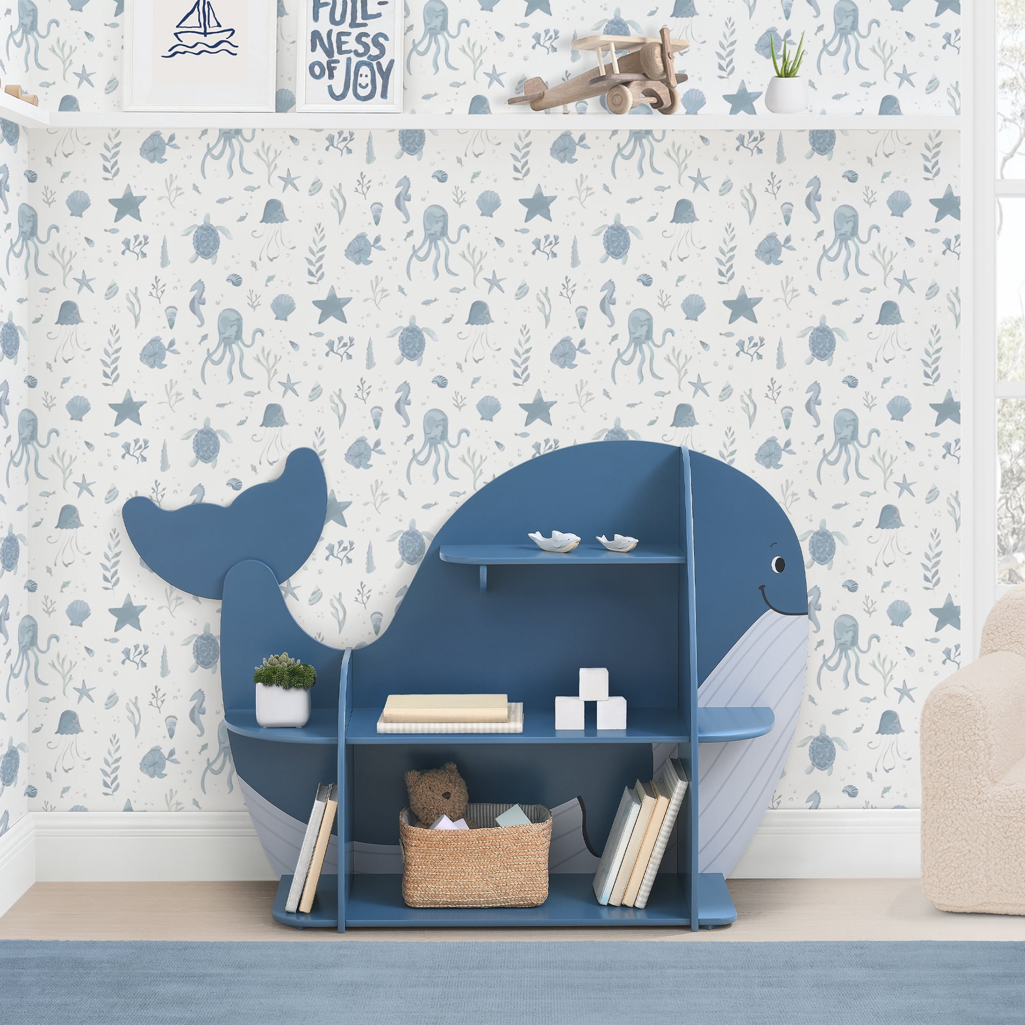 Delta Children Whale Bookcase - Greenguard Gold Certified, Blue