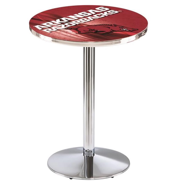Holland Bar Stool L214C3628ArknUn-D2 36 in. Arkansas Razorbacks Pub Table with 28 in. Top, Chrome