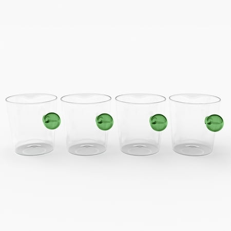 

Elle Decor Set of 4 Colored Handle Coffee Mugs Glass Cups with Colored Handle for Hot and Cold Drinks Clear and Green