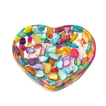 Mecorevxz Valentines Day Heart Shaped Resin Bowls Transparent Bowl with Beautiful Patterns(Muticolor)