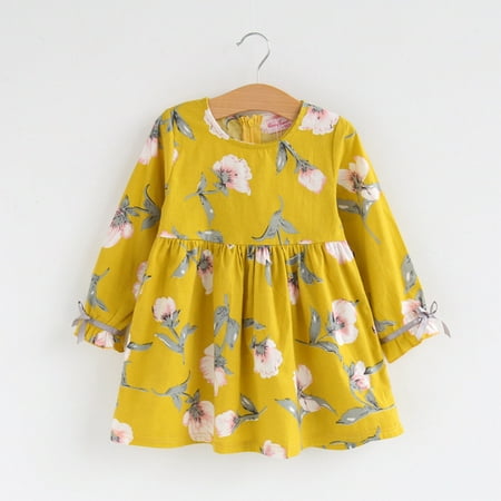 

Hunpta Bowknot Party Princess Baby Sleeve Clothes Kids Girl Floral Long Toddler Dresses Girls Dress&Skirt