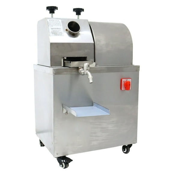 EQCOTWEA Vertical Electric Sugar Cane Ginger Press Juicer Sorghum Extractor 3 Roller 304 Stainless Steel