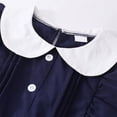 thumbnail image 6 of Cowsor Big Girls Collared Dress 8 to 13 Years Solid Doll Collar Button Long Sleeve Dress Casual Comfortable Wear for School Daily Play Outdoor Activities, 6 of 7