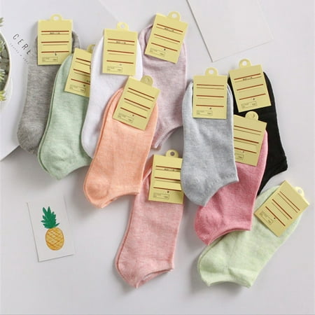 

Taluosi Casual Women Solid Color Elastic Cotton Breathable Low Cut Ankle Boat Socks