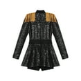 thumbnail image 4 of iiniim Kids Girls Long Sleeve Tassel Epaulet Shiny Sequins Dress Jumpsuit Stage Performance Black 10, 4 of 7
