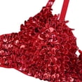 thumbnail image 6 of Yartina Woman's Sparkle Sequins Beaded Padded Bra Top Bralette Rave Party Belly Dance Crop Top Red 34/75, 6 of 7