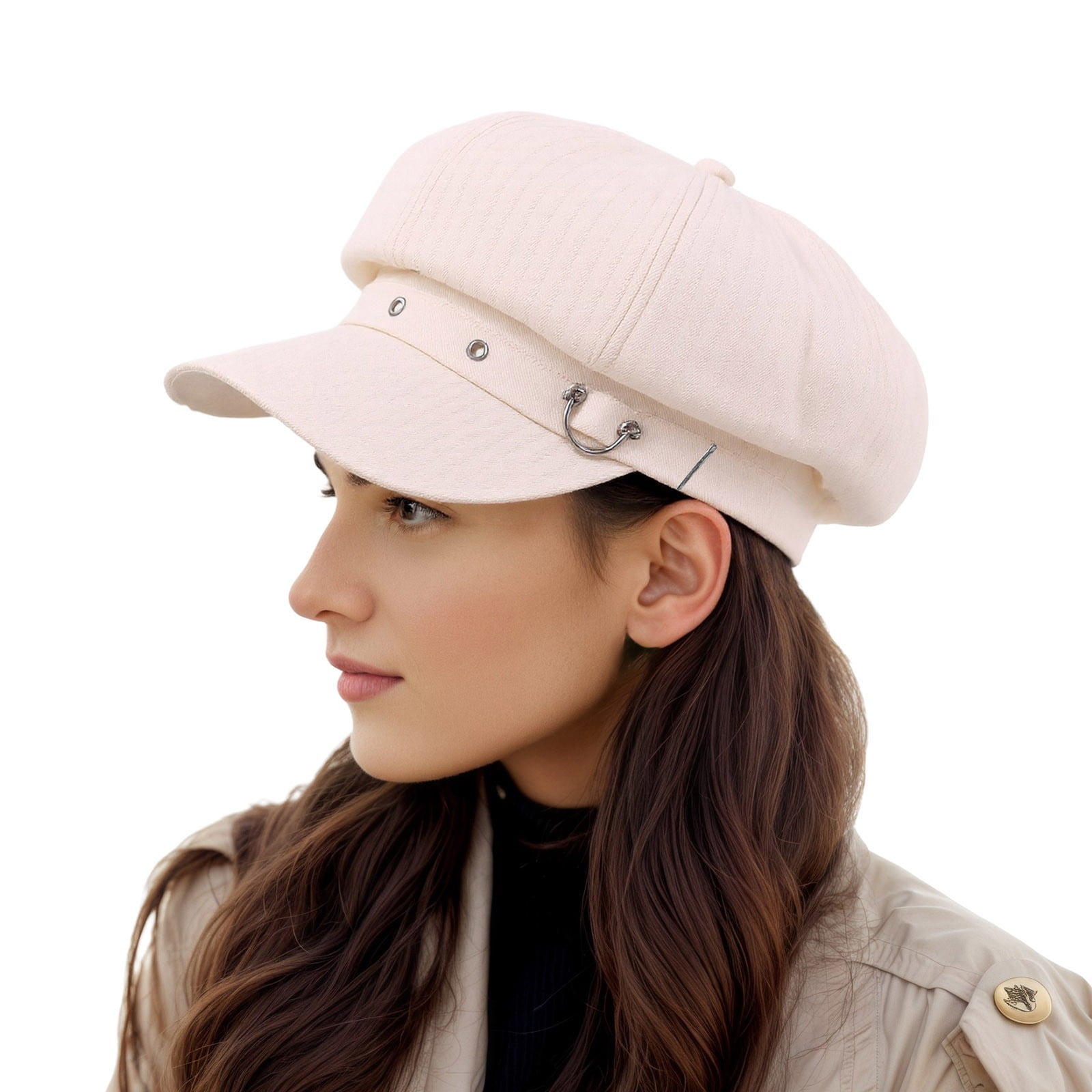 Penkiiy Women Newsboy Hats Leather Visor Beret Cabbie Hat Vintage