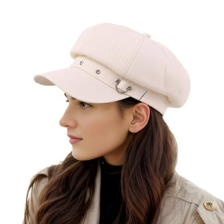 Penkiiy Women Newsboy Hats Leather Visor Beret Cabbie Hat Vintage